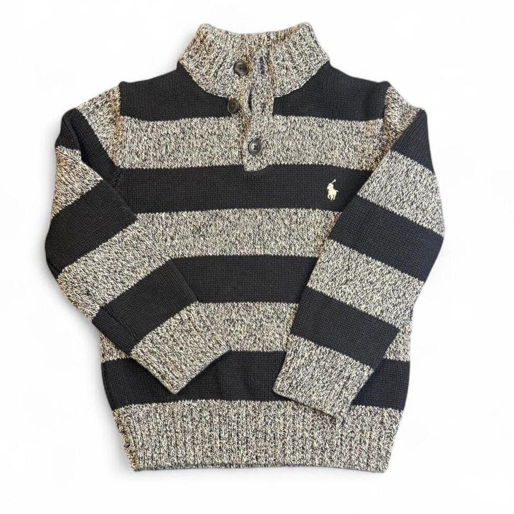 Polo Ralph Lauren black and gray striped sweater Boy’s size 5